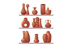 Clay vases. decorative hand made, an Illustration by Onyx