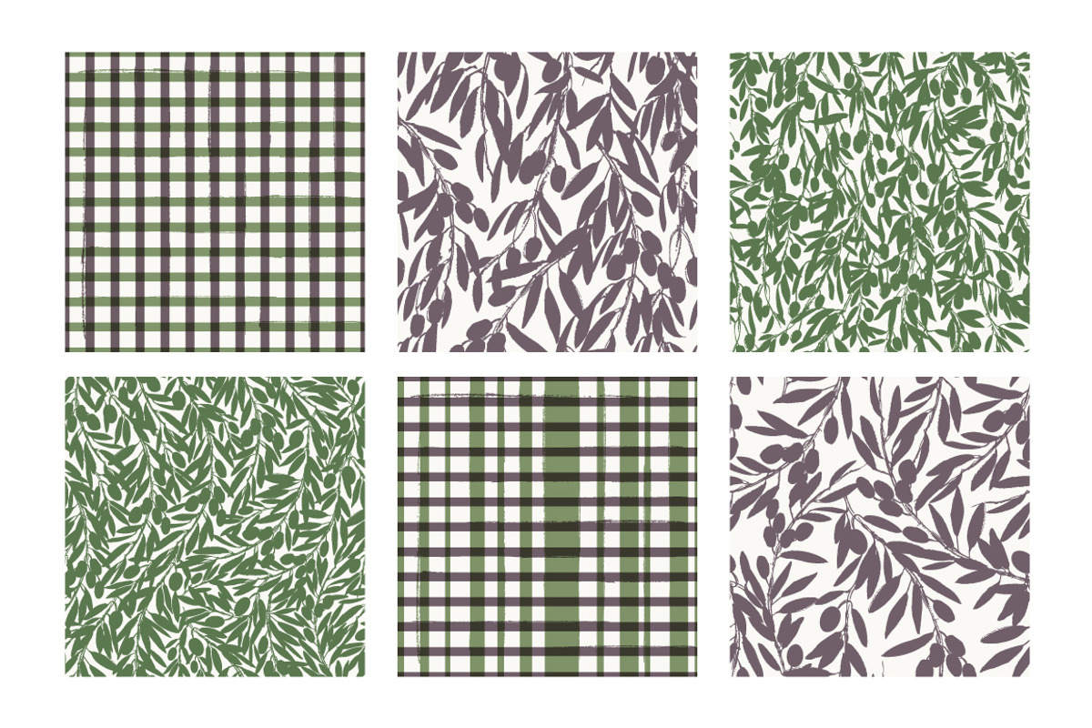 Olive branches seamless patterns, a Pattern Graphic by katya.bogina (Photo 4 of 5)