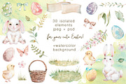 Easter Rabbits watercolor clipart, an Animal Illustration by Eva Kleinman (Thumbnail 2 of 14)