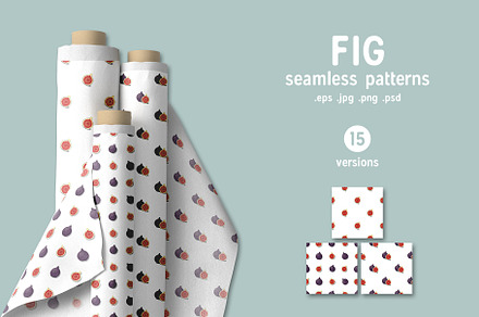 Fig fruit patterns collection.