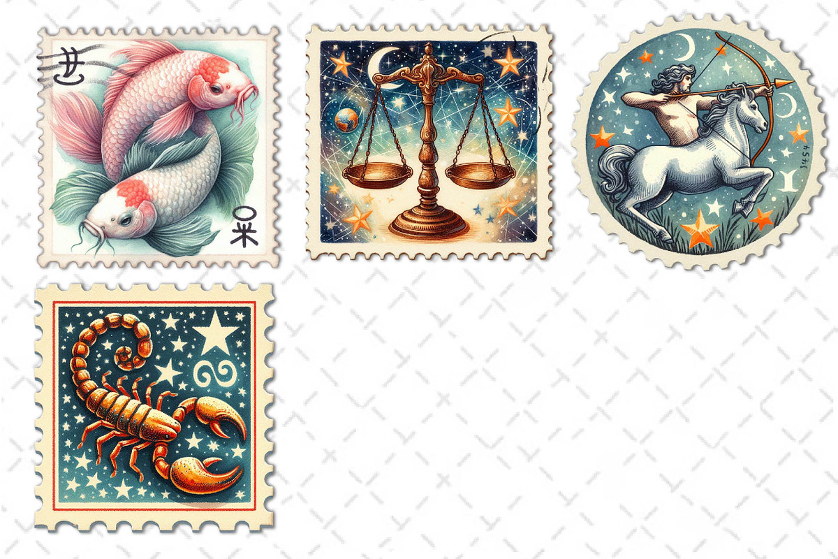 Zodiac Postage Stamp Clipart, an Illustration by Dream Creation (Photo 5 of 5)