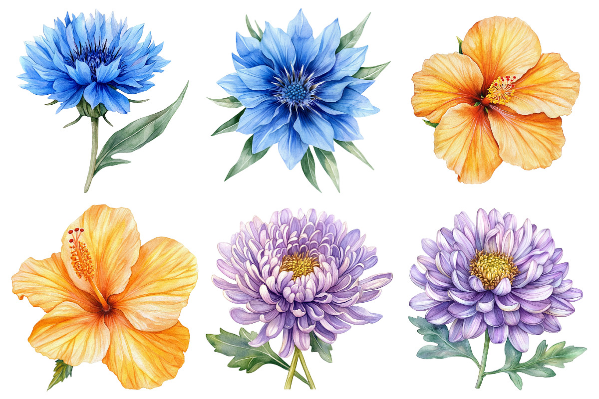 Watercolor Wildflower Clipart Bundle, a Seasonal Illustration by CitraGraphics (Photo 8 of 10)