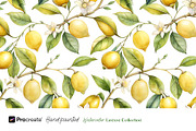 Watercolor Lemons Clipart & Pattern, an Object Graphic by crafty (Thumbnail 8 of 15)