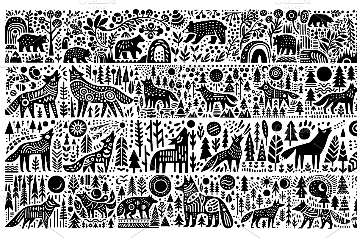 Vintage Wild Animals Folk Art, a Decorative Illustration by devastd (Photo 7 of 28)