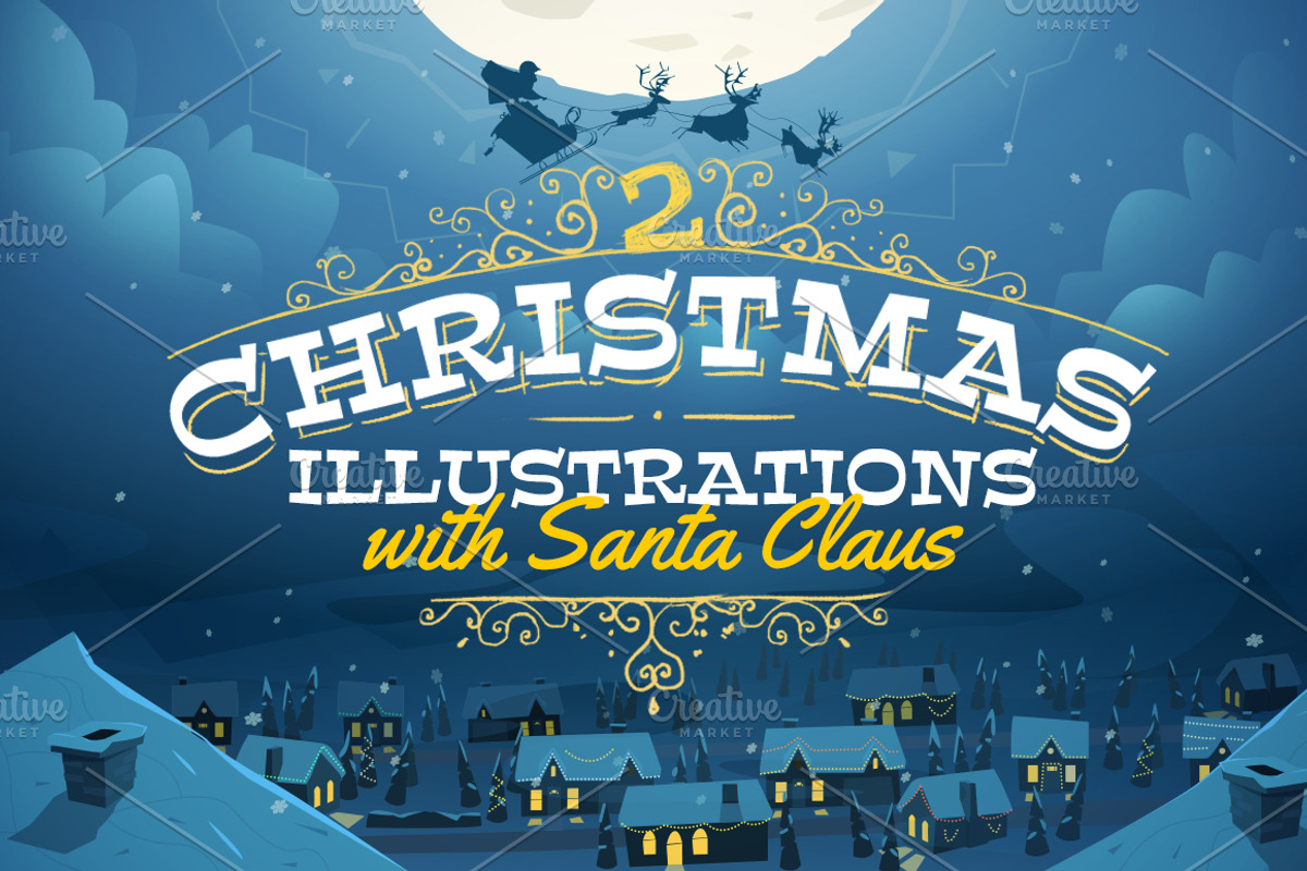 2 Christmas Illustrations with Santa, a Graphic by Drumcheg (Photo 1 of 3)