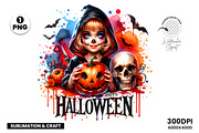 Halloween Girl Witch Pumpkin Clipart, an Illustration by Creative Arslan (Thumbnail 1 of 3)