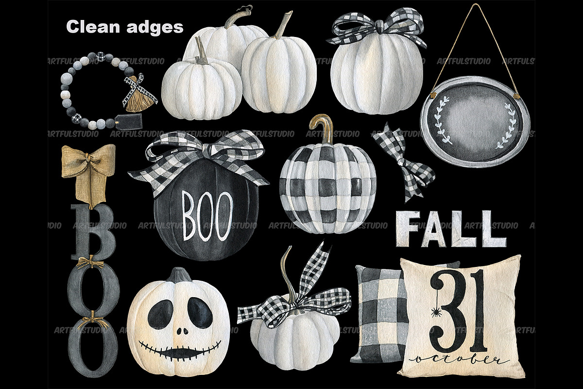 Watercolor buffalo plaid halloween, a Seasonal Illustration by ArtfulStudio (Photo 8 of 8)