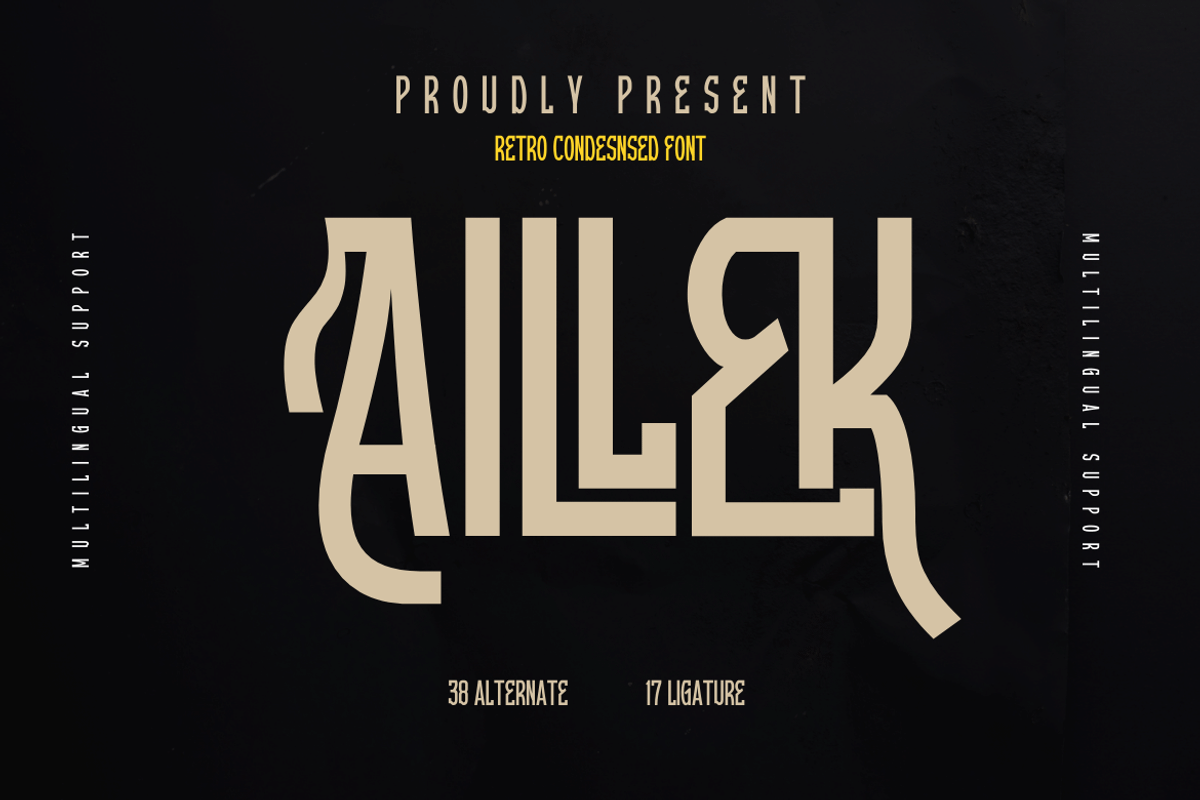 Aillek | Retro Condensed Font, a Sans Serif Font by twinstd (Photo 1 of 13)