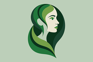 Green Abstract Portrait Vector, a Person Illustration by Symbolic Language