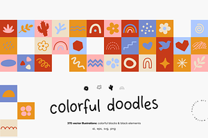 Colorful Doodles Vector Clipart