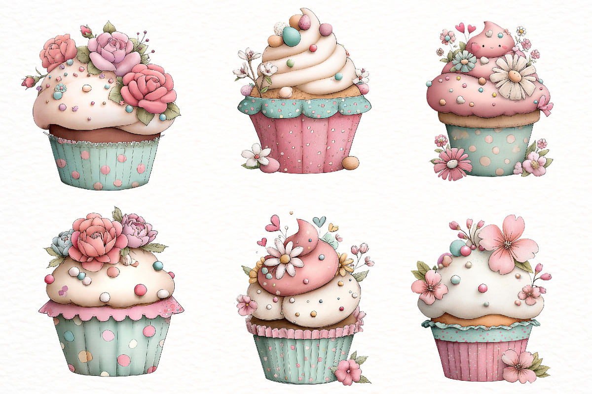 Spring cupcake clipart, an Illustration by Designworld (Photo 3 of 5)