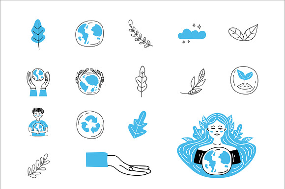 Eco Line Art Illustration Set preview 2
