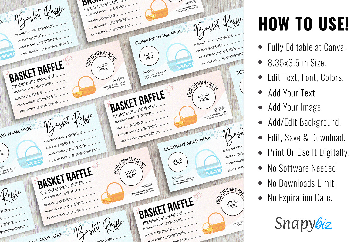 Raffle Event Ticket Canva Template, a Card Template by Snapybiz (Photo 9 of 10)