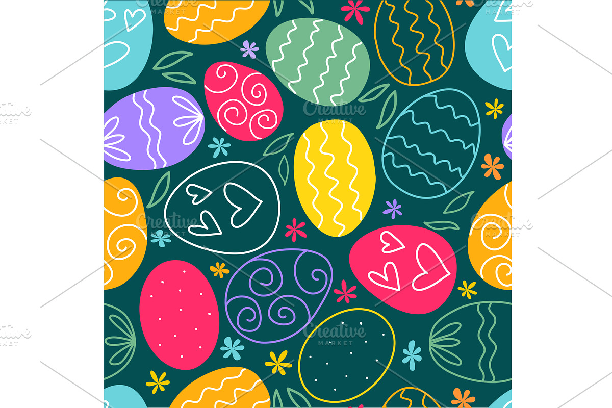 Bright, colorful Easter print with, an Object Illustration by Tati_Kli
