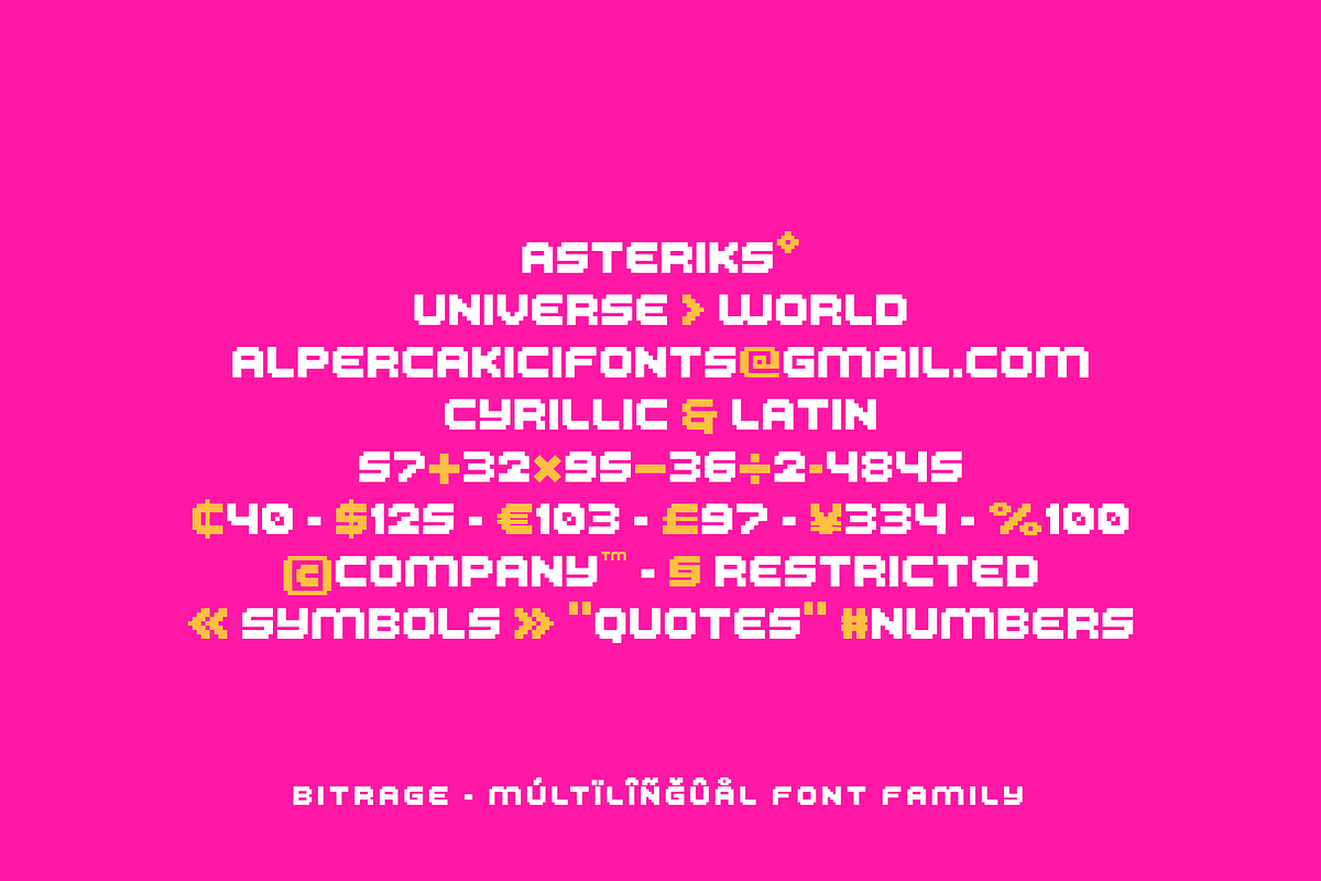 Bitrage Cyrillic Pixel Typeface, a Sans Serif Font by alpercakici (Photo 9 of 17)