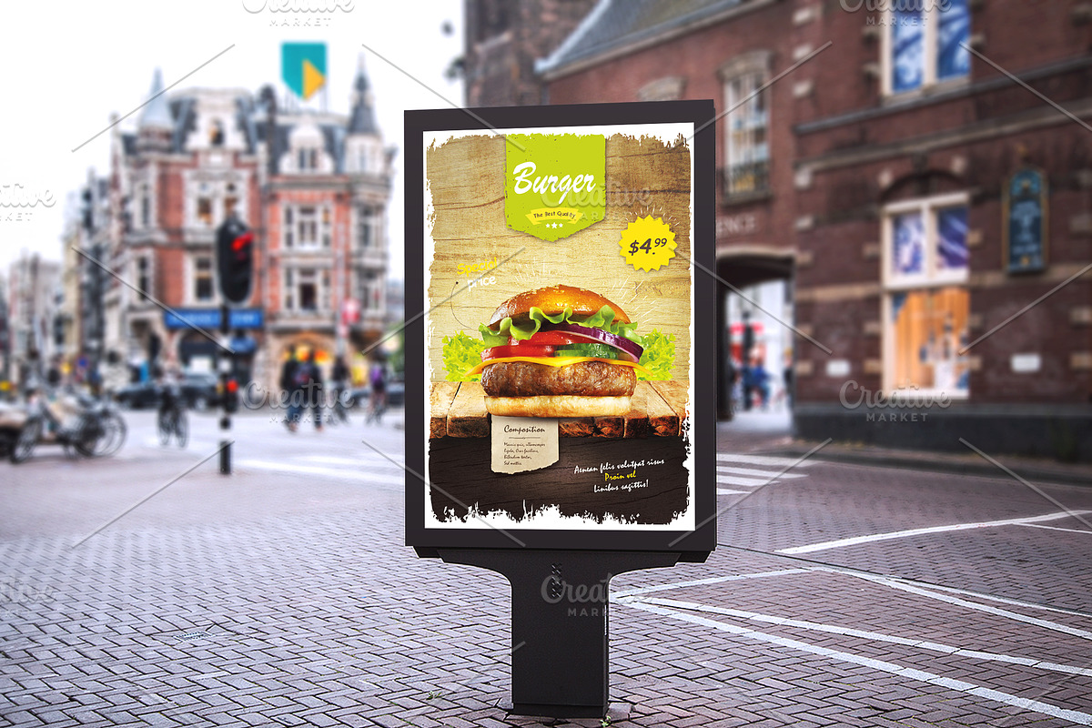 Burger Restaurant Flyer Template, a Flyer Template by ShapShapy (Photo 4 of 6)