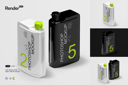 Engine Oil Bottle Mockup Set, a Cups & Container Mockup by Renderteam