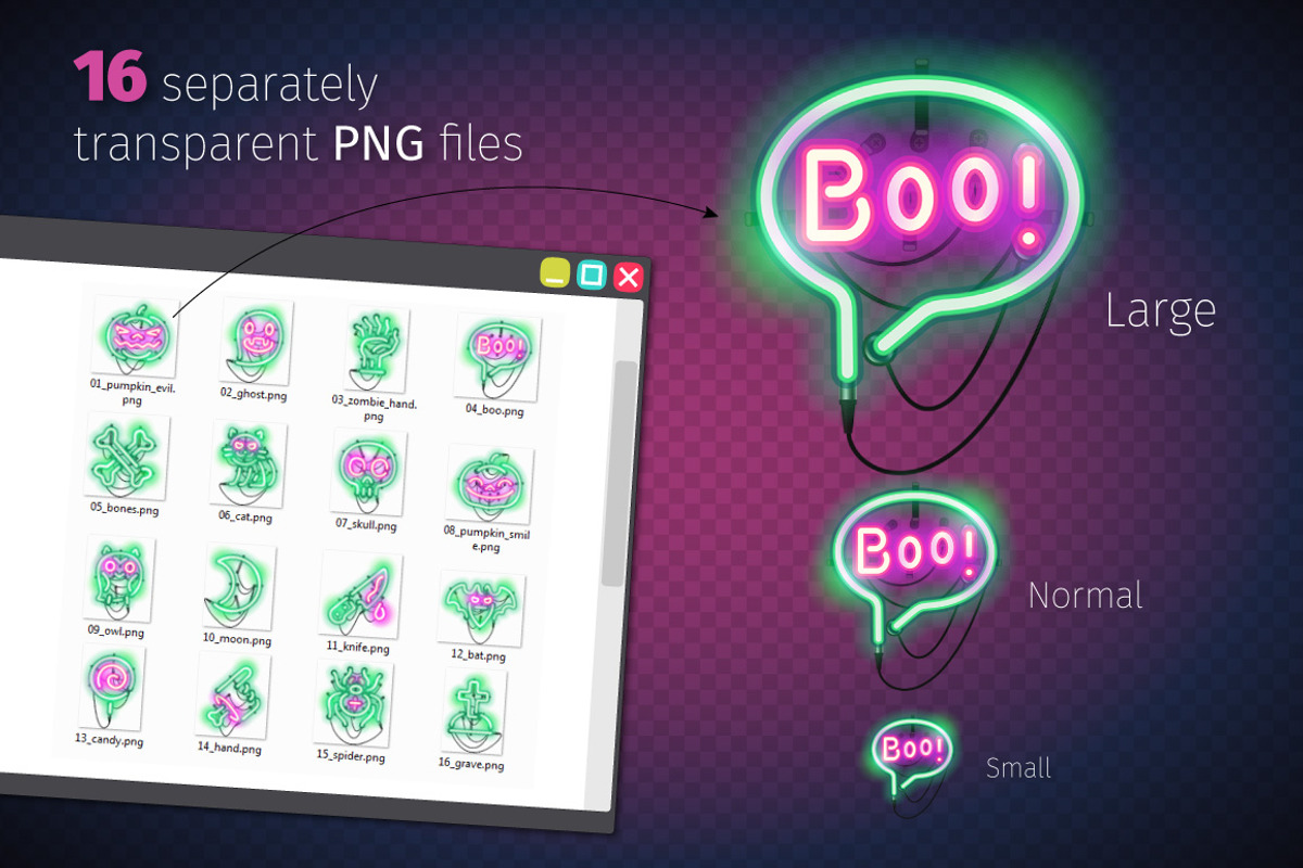 Halloween Neon Icons, an Outline Icon by Voysla's Shop (Photo 4 of 6)