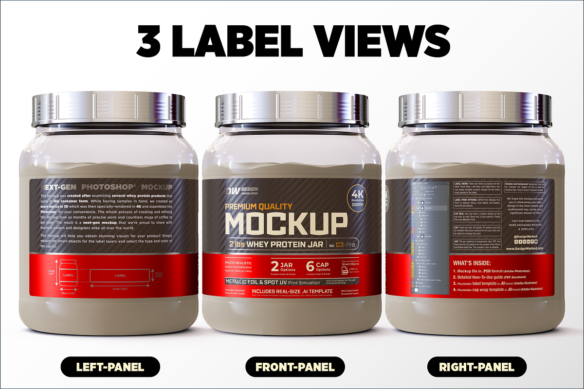 2lb Whey Protein Jar Mockup C3-Pro, a Packaging Mockup by Design Warlord (Photo 8 of 17)