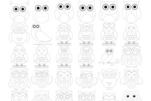 Cartoon Owl Set 2 Procreate Brush