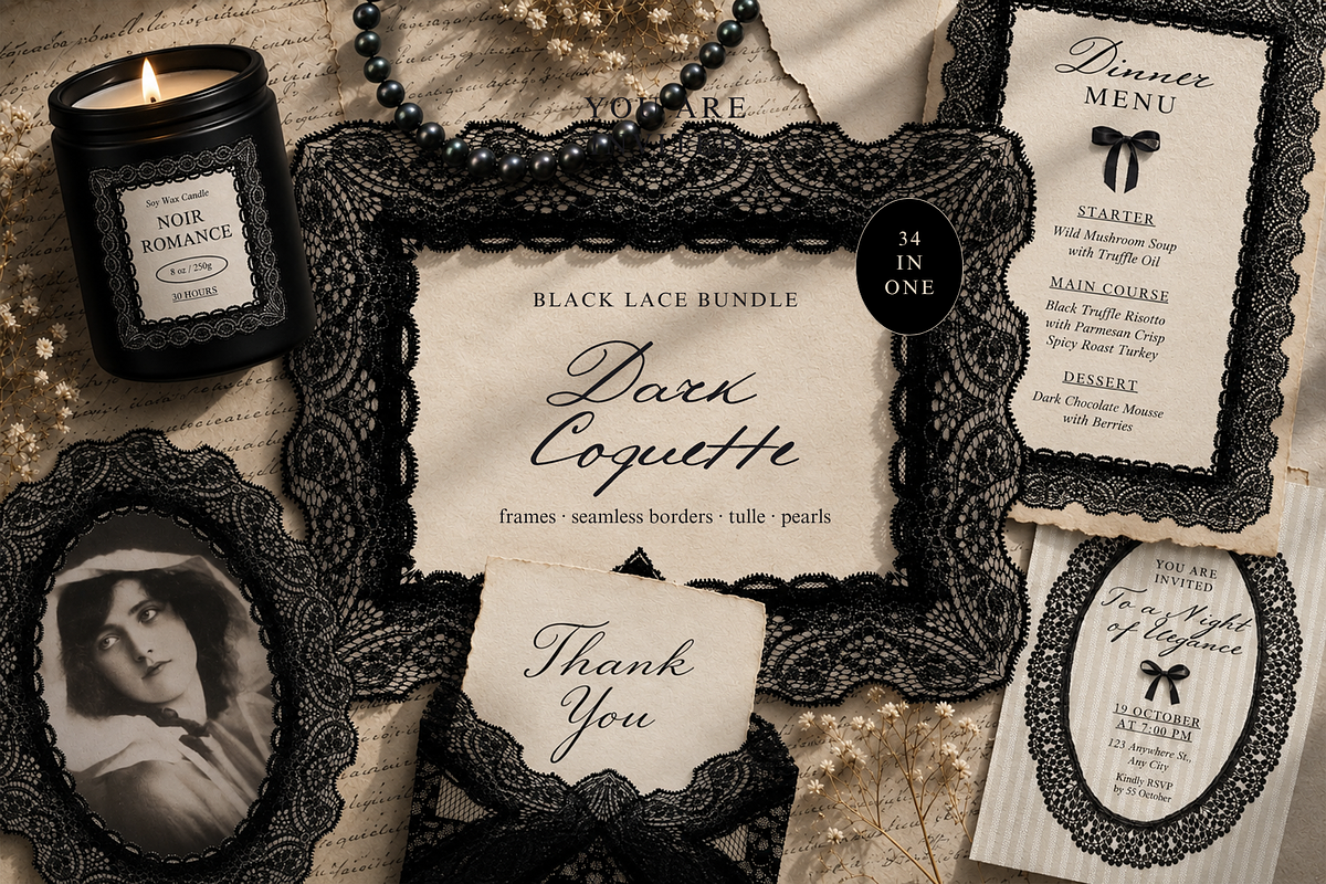 Dark Academia Coquette Lace Bundle, an Object Graphic by Red Ink (Photo 1 of 8)