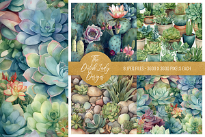 Seamless Succulent & Cactus Patterns