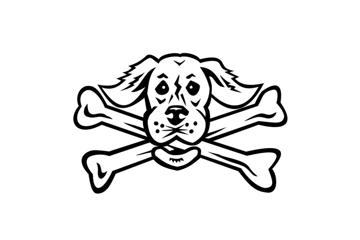 Old Golden Retriever Dog Crossbones, an Illustration by patrimonio