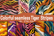 Colorful Tiger Stripes Digital Paper, a Pattern Graphic by SVGArt (Thumbnail 1 of 5)