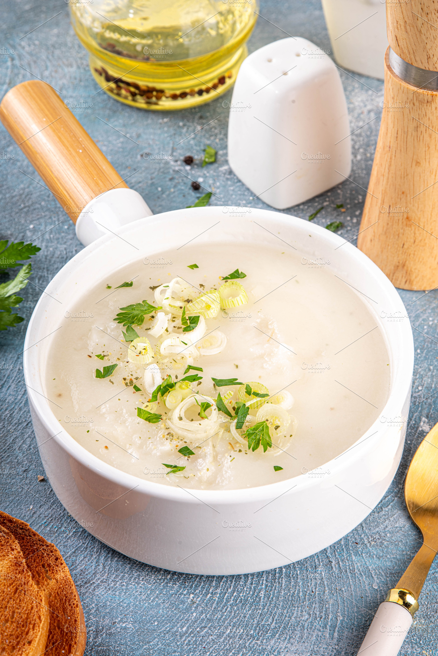 Homemade tasty Leek Cream Soup, a Food & Drink Photo by Rimma