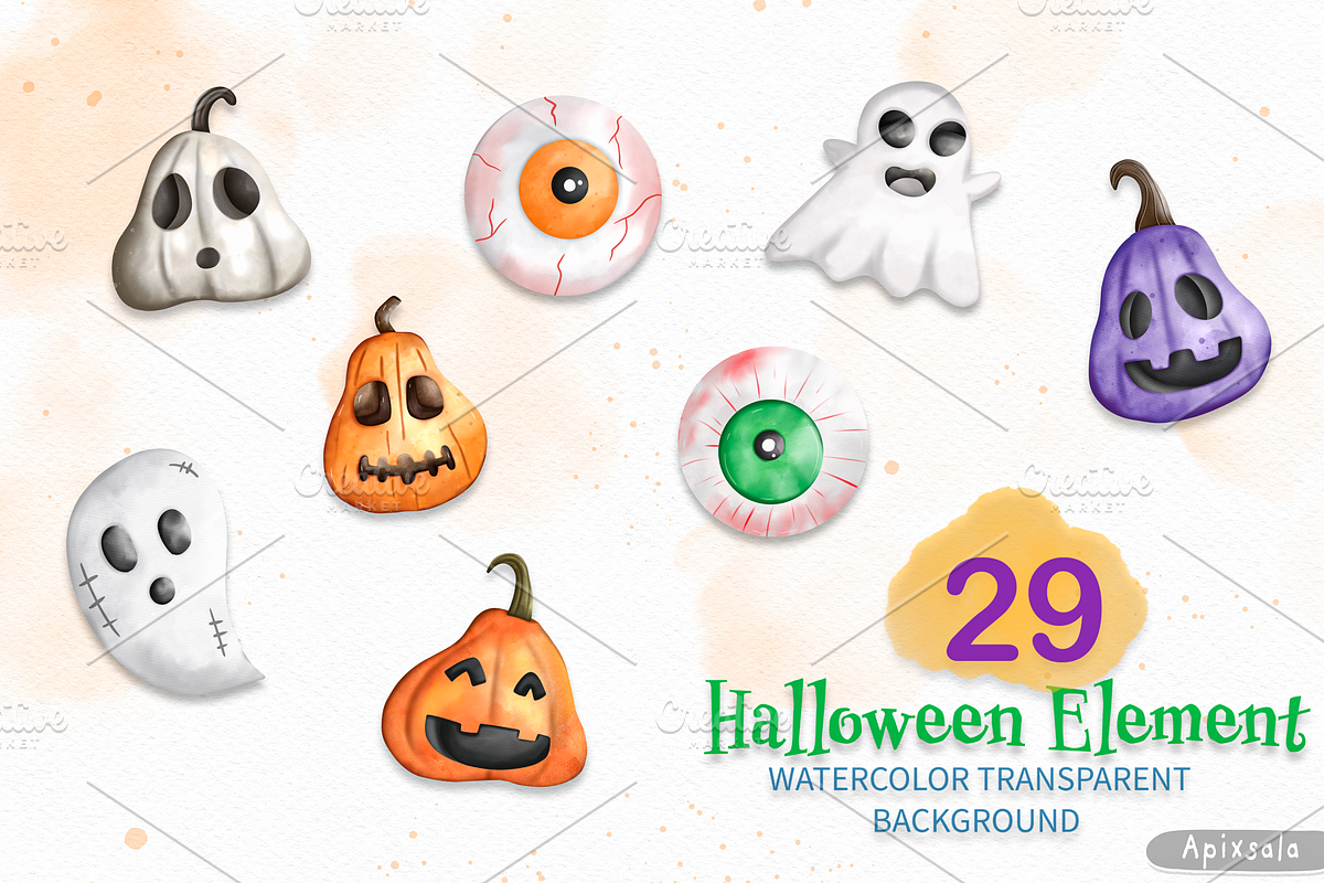 Haunted House Halloween Clipart, a Decorative Illustration by Apixsala (Photo 9 of 14)