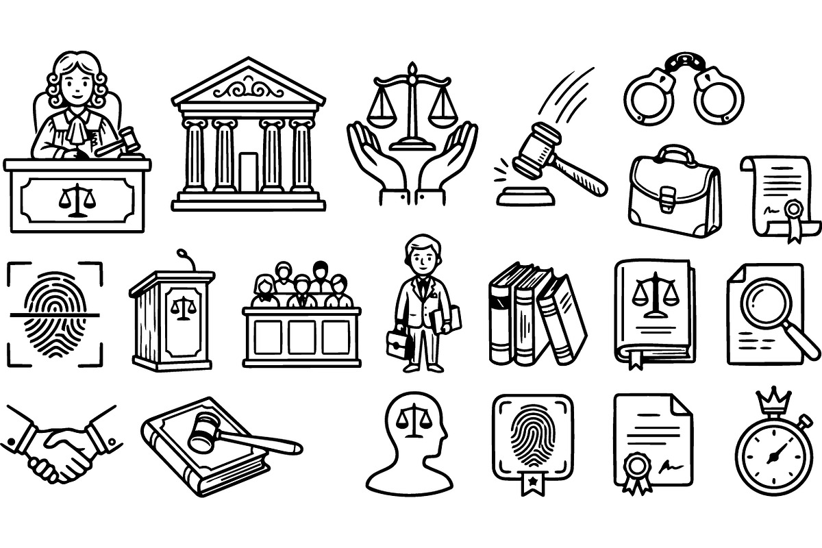 Legal Justice Icon Vector Set, an Illustration by designvectx (Photo 3 of 3)