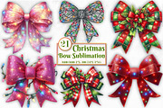 Christmas Bow Sublimation Clipart, a Seasonal Illustration by Craft Nest (Thumbnail 1 of 5)
