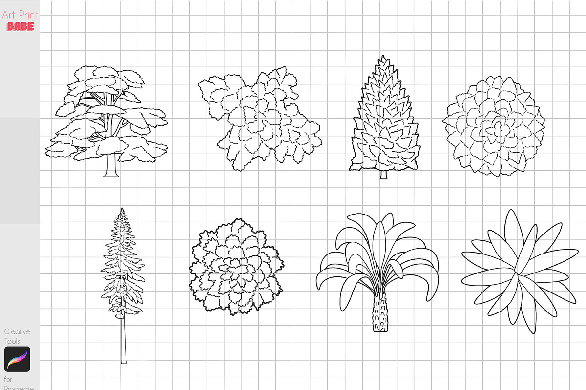 Procreate Landscape Tree Stamps
