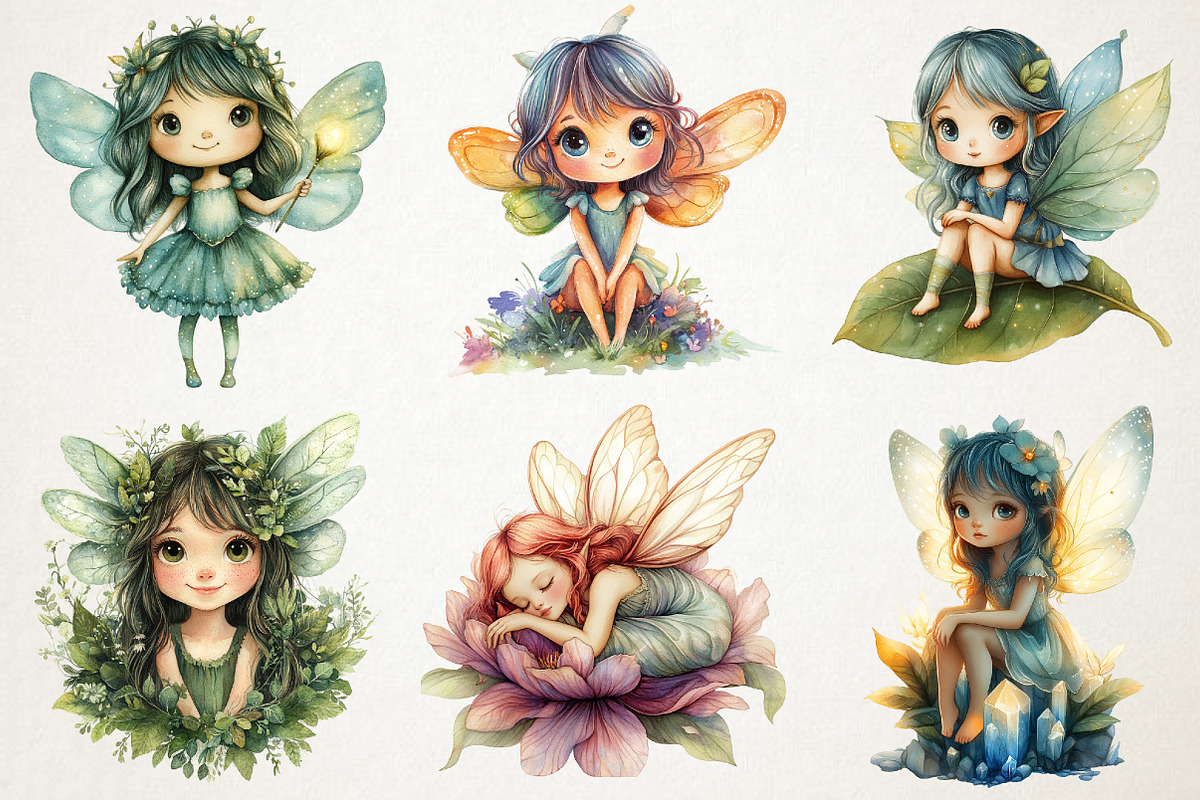 Fairyland Watercolor Clipart, Cute F, a Person Illustration by RobertsArt (Photo 7 of 7)