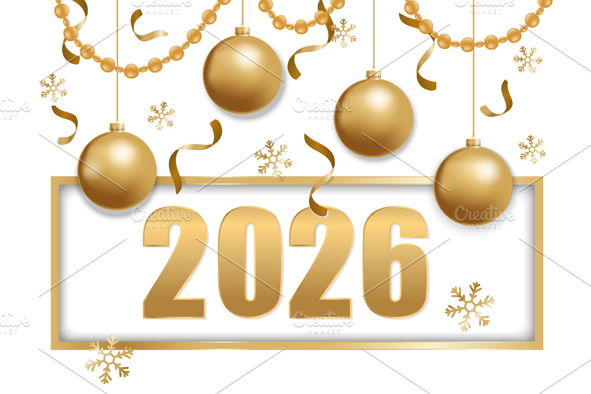 happy new year 2026 gold and white, an Object Illustration by piter.goskov
