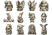 Watercolor Easter Bunny Clipart, an Illustration by DreamArtGraphic (Thumbnail 4 of 5)