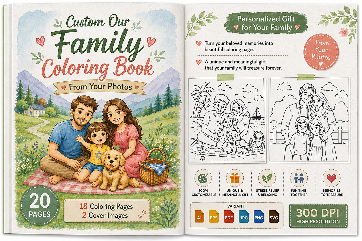 Custom Our Family Coloring Book, an Education Illustration by Design Zone (Photo 1 of 5)