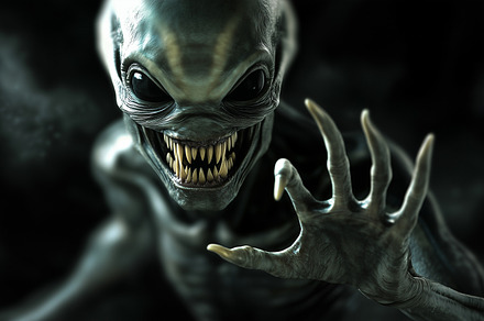 Terrifying alien creature with sharp, an Abstract Photo by MistyDay