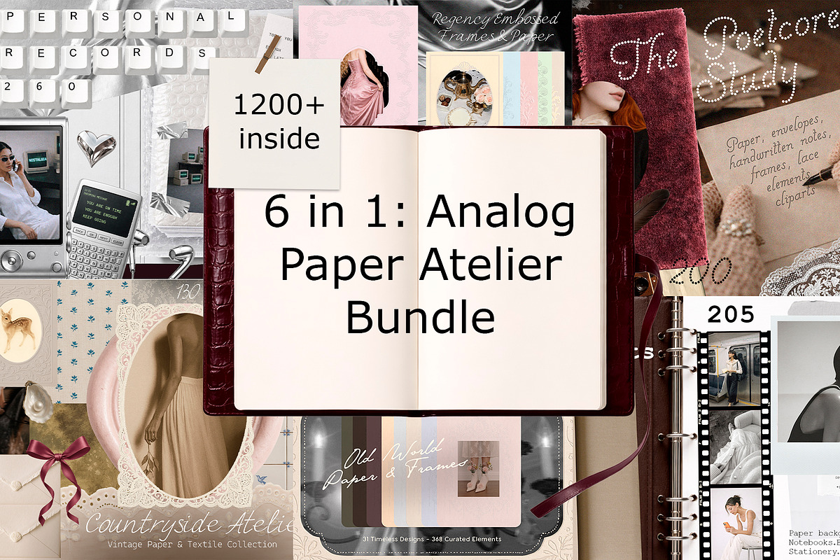 6 in 1: Analog Paper Atelier Bundle, an Object Graphic by Lidberia (Photo 1 of 12)