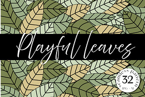 Leaves and stripes seamless pattern