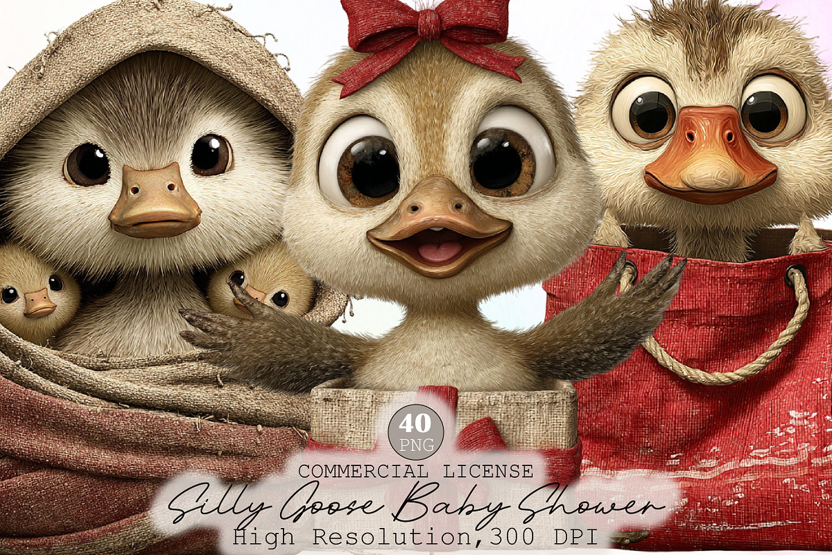Silly Goose Baby Shower Clipart, an Illustration by Sublimation Artist (Photo 1 of 6)