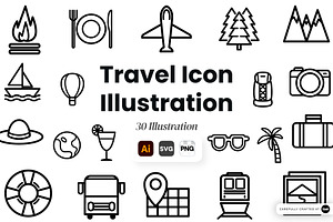 Travel Icon Illustration Set, an Object Graphic by SLAB! Design