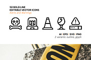 50 Alerts and Warnings Icons, an Outline Icon by Side Project (Thumbnail 1 of 8)