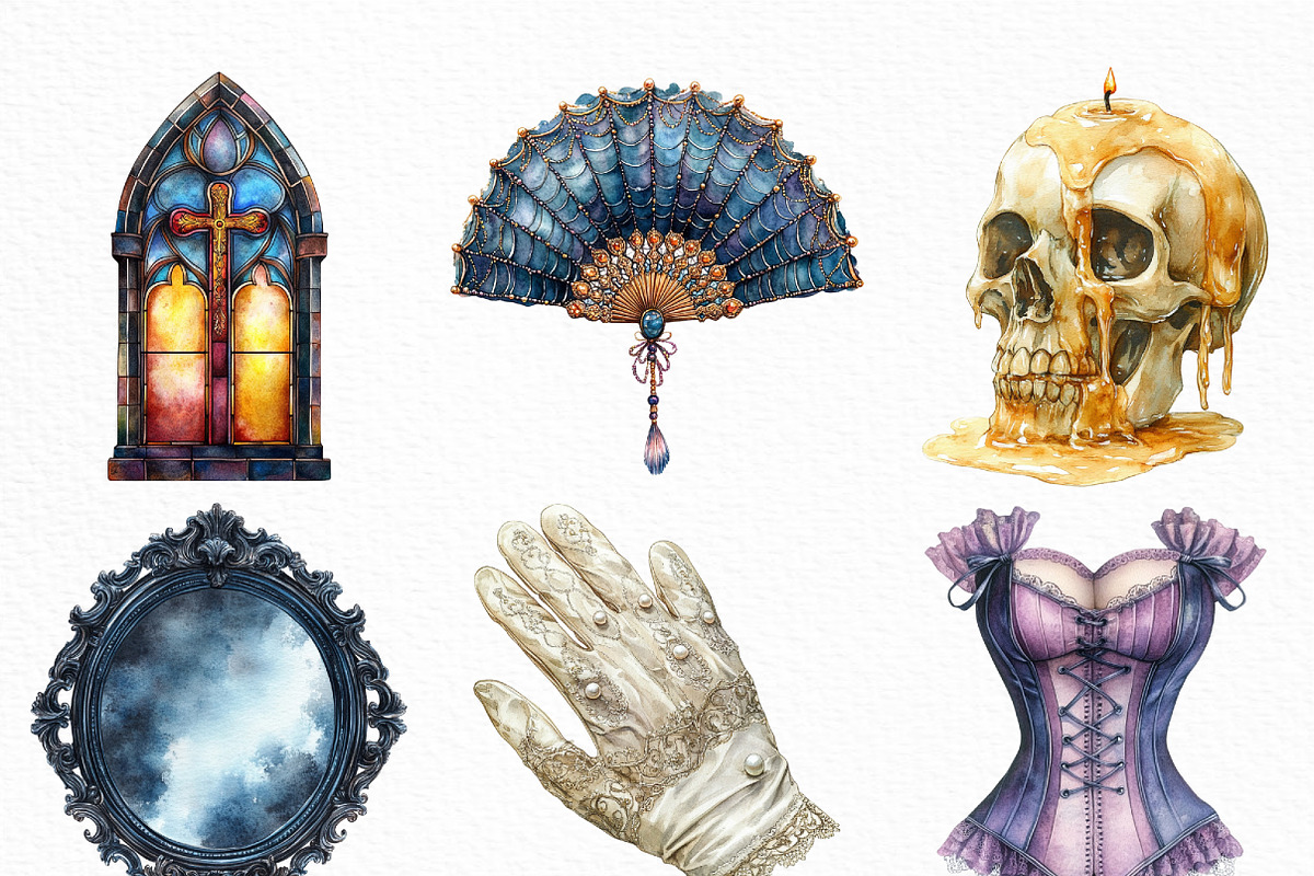 Watercolor Dark Gothic Core Clipart, an Illustration by Craft Nest (Photo 3 of 6)