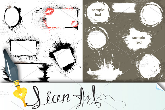 2 Sets Of Blots And Ink Splashes.