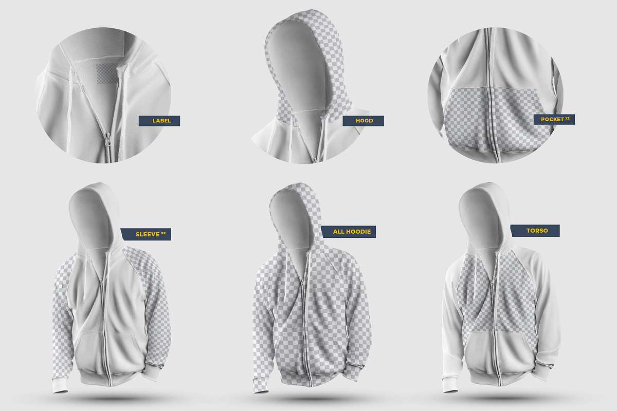 8 3D Zip Hoodie Mockups, a Hoody Mockup by Grow Design Craft Studio (Photo 7 of 8)
