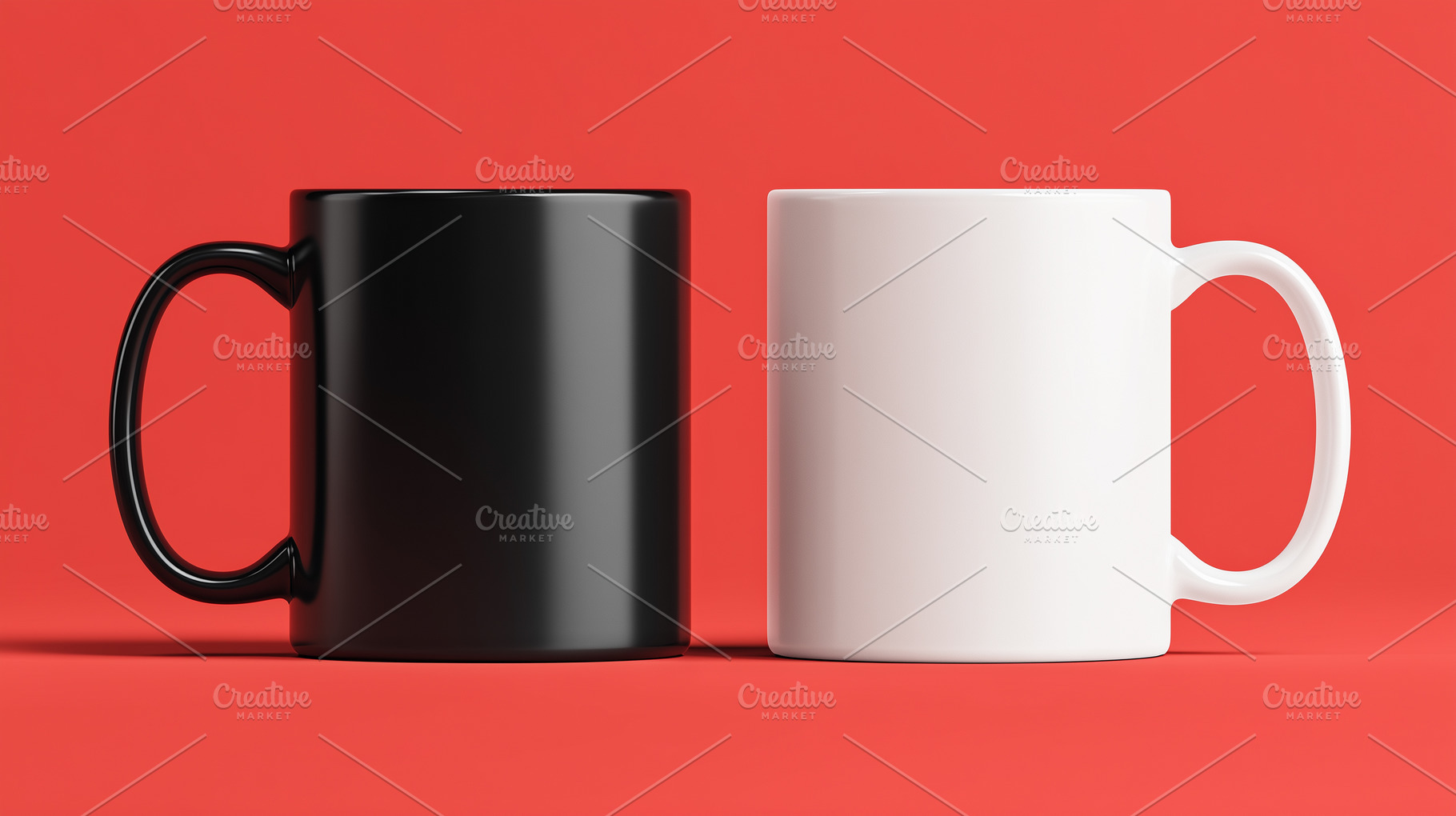 Black and white ceramic mugs side by, a Food & Drink Photo by MistyDay