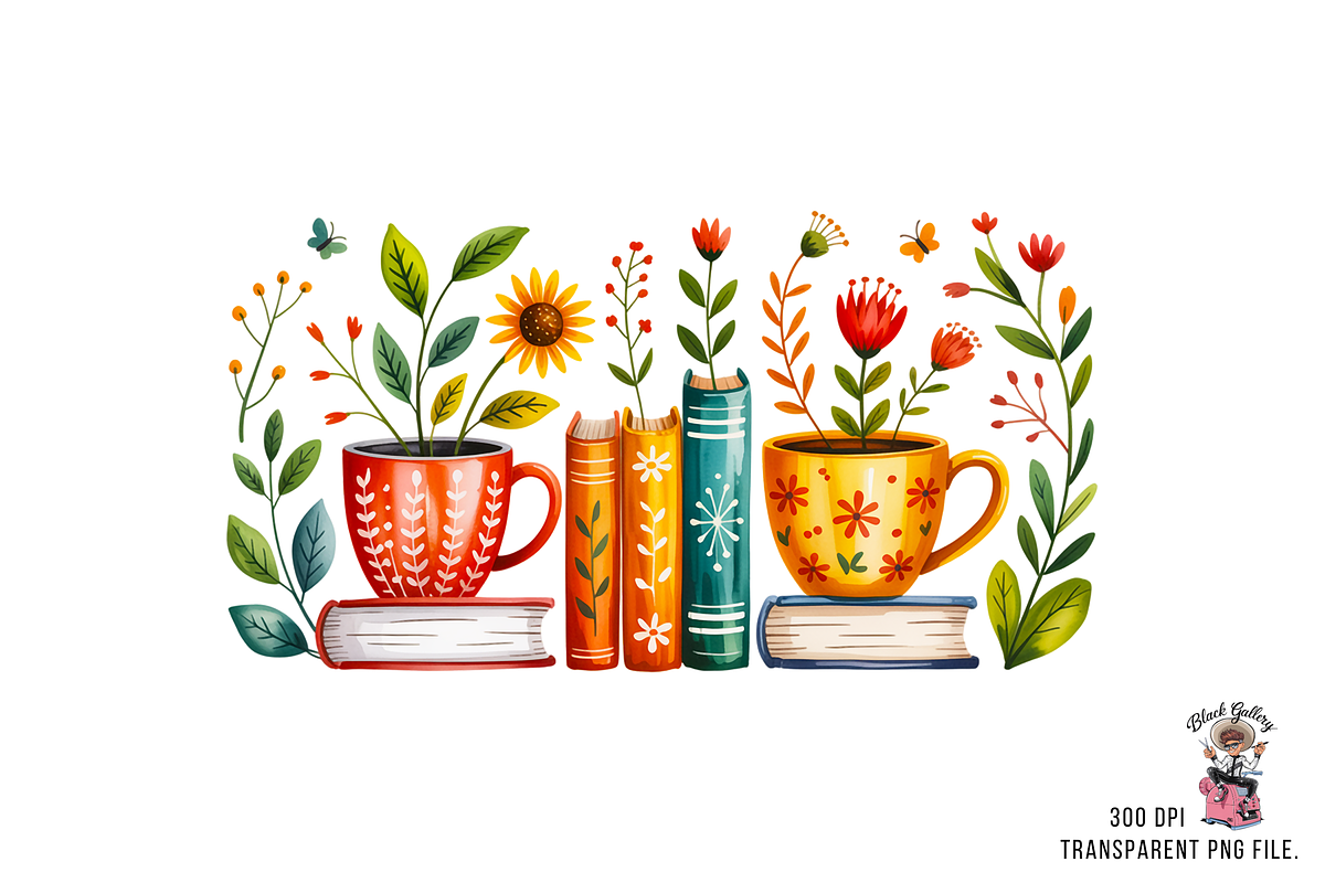 10 Books and Flowers Clipart PNG, an Illustration by Clipart Bloom (Photo 3 of 11)