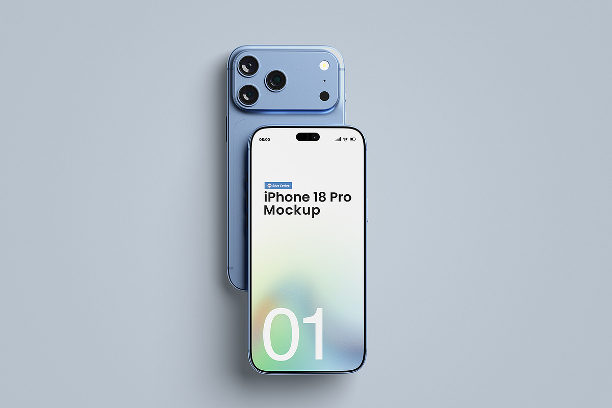 iPhone 18 Pro Mockup - Blue Series, an iPhone Mockup by getproject (Photo 1 of 6)