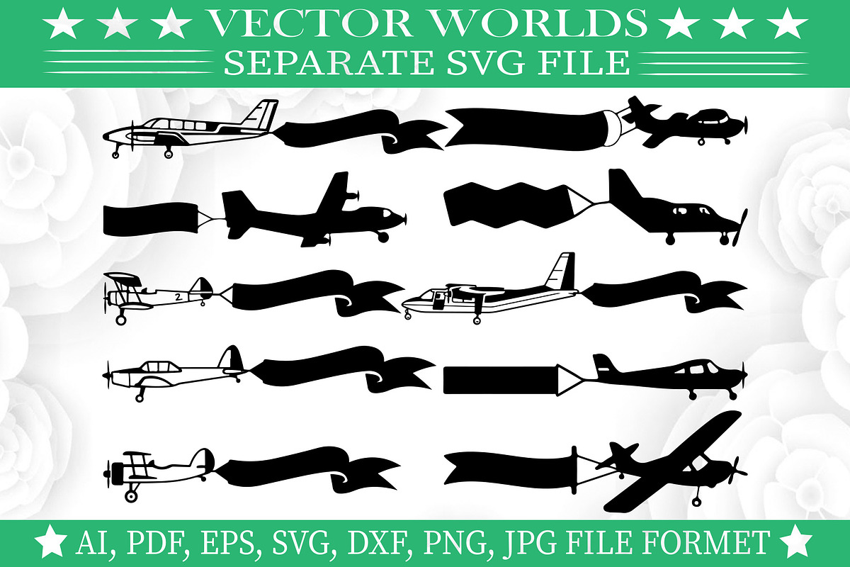 Plane With The Banner SVG, Plane SVG, an Object Graphic by VectorWorlds (Photo 1 of 3)